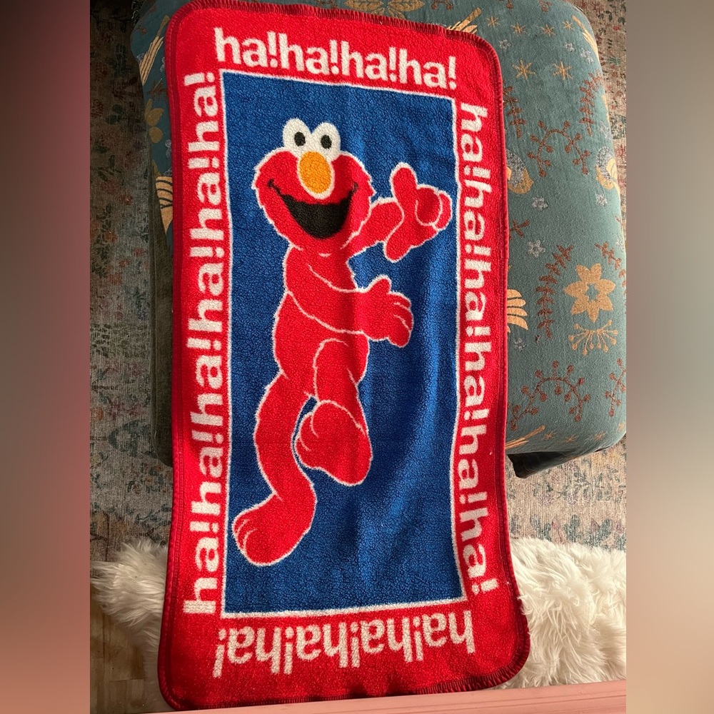 Vintage Owen 1990s Red and Blue Elmo Baby Blanket